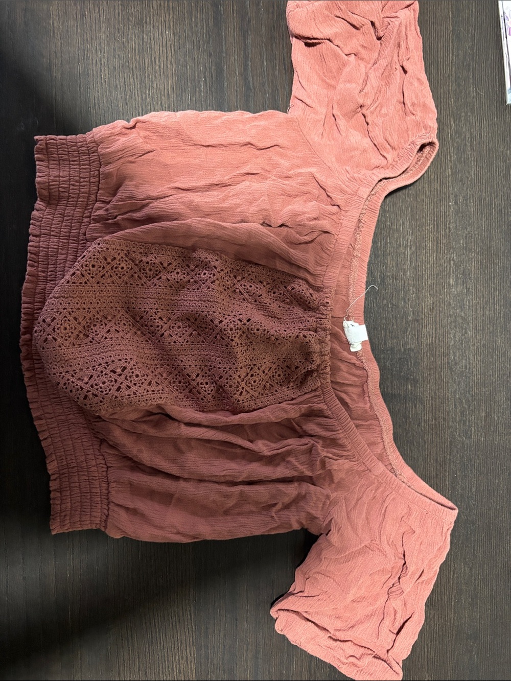 Ardene Mauve Pink Off-Shoulder Crochet Crop Top